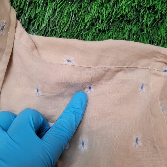 Vintage 70s Nicola Mancini Embroidered Disco Button Shirt Mens XXL 17.5 Peach - Picture 3 of 13